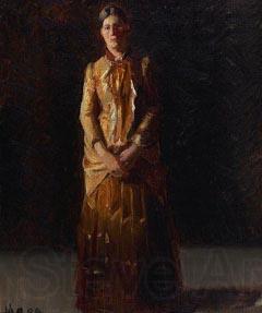 Michael Ancher Portrait of Anna Ancher Standing in a Yellow Dress by her husband Michael Ancher France oil painting art